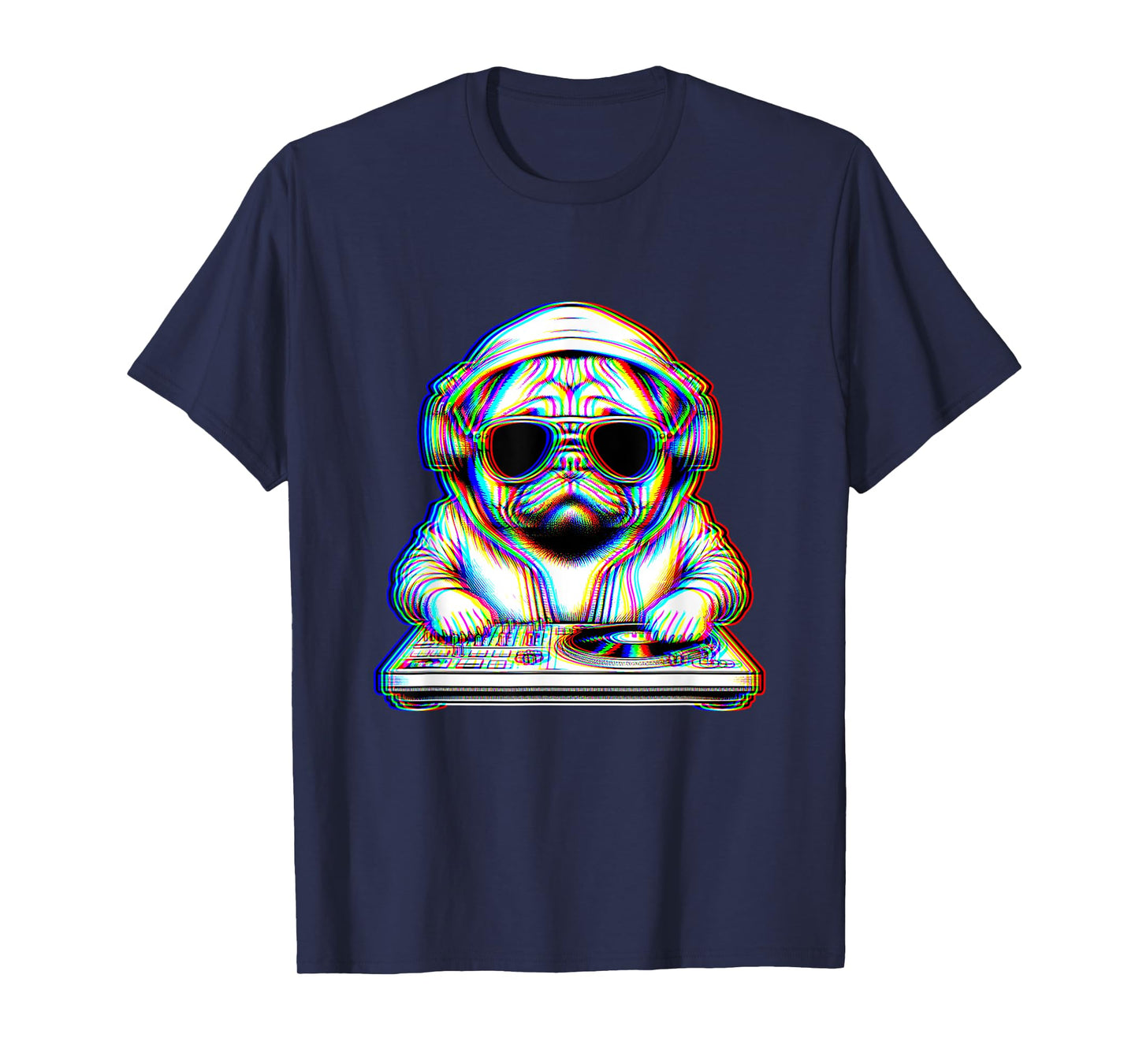 Trippy Pug Dog Dj Optical Illusion Rave EDM Festival Music Men Women T-Shirt