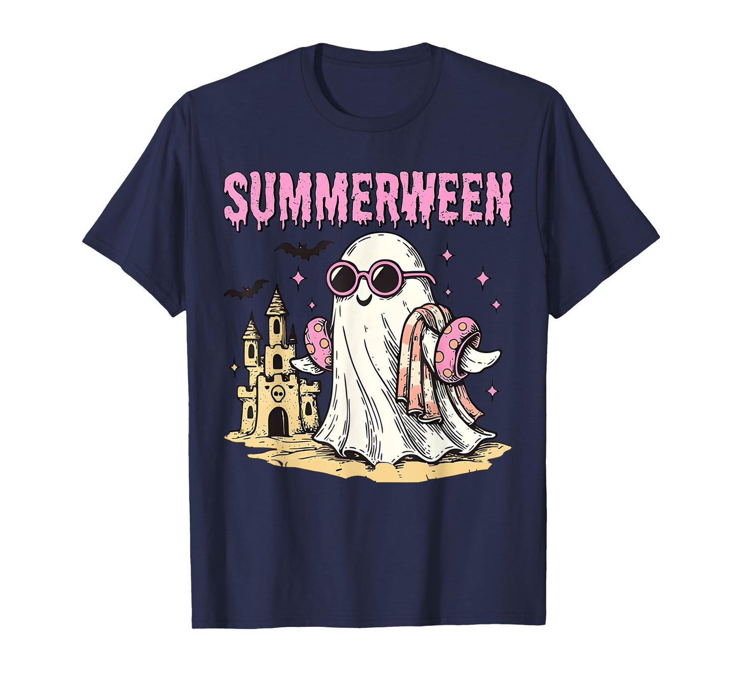Summerween Vibes Ghost Beach Funny Spooky Vacation Summer T-Shirt