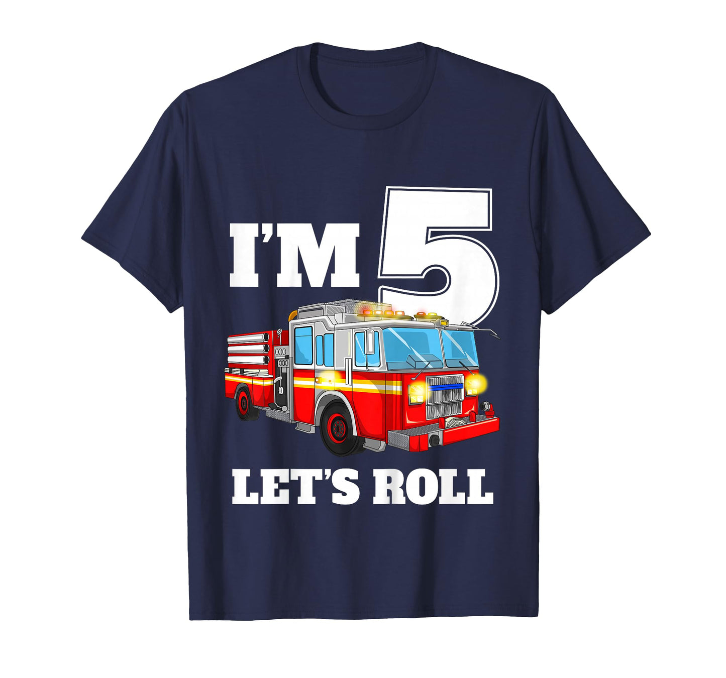 Kids Fire Truck 5th Birthday Boy 5 Year Old Five Firefighter T-Shirt