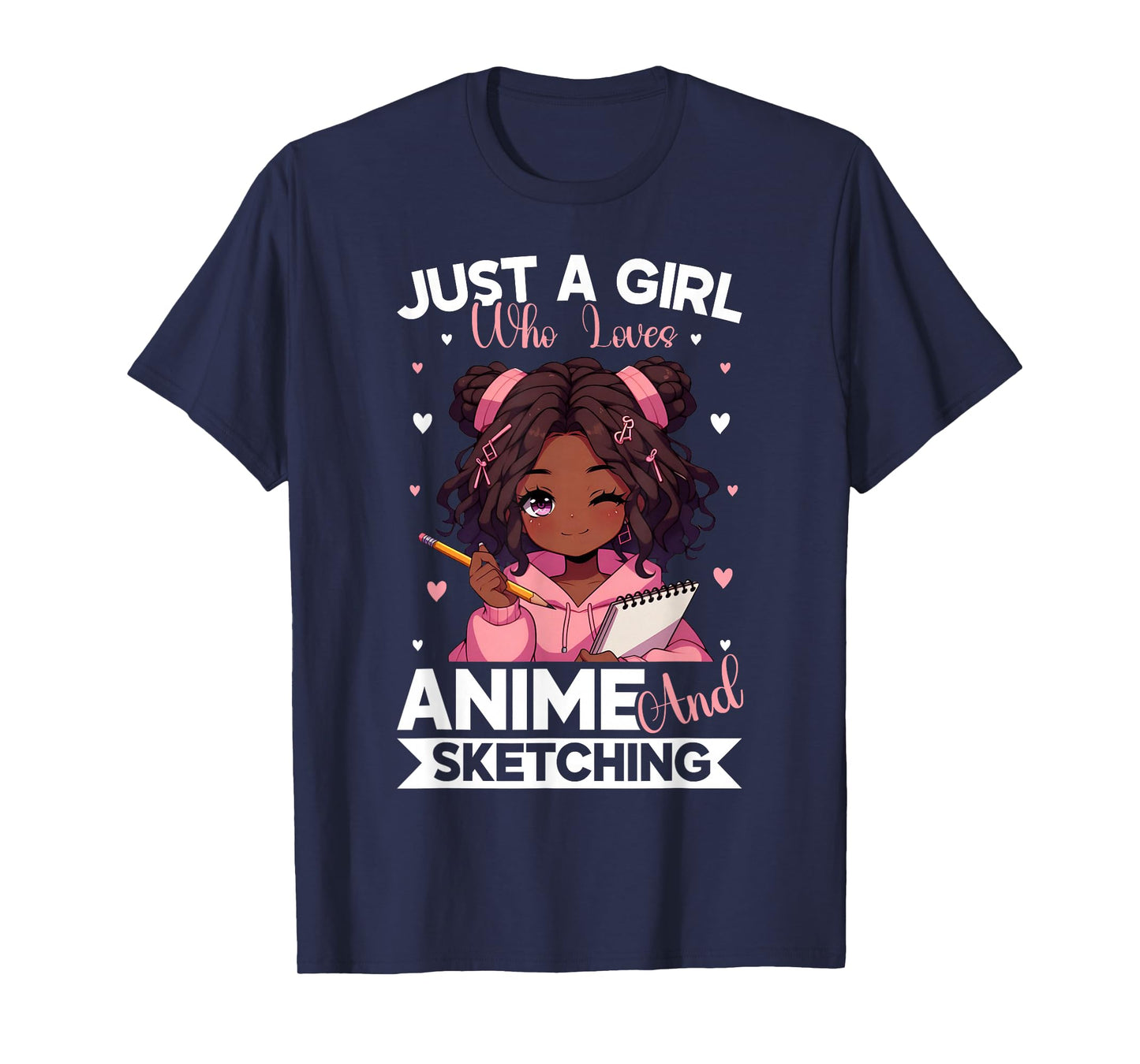 Just A Girl Who Loves Anime and Sketching Afro Anime Merch T-Shirt