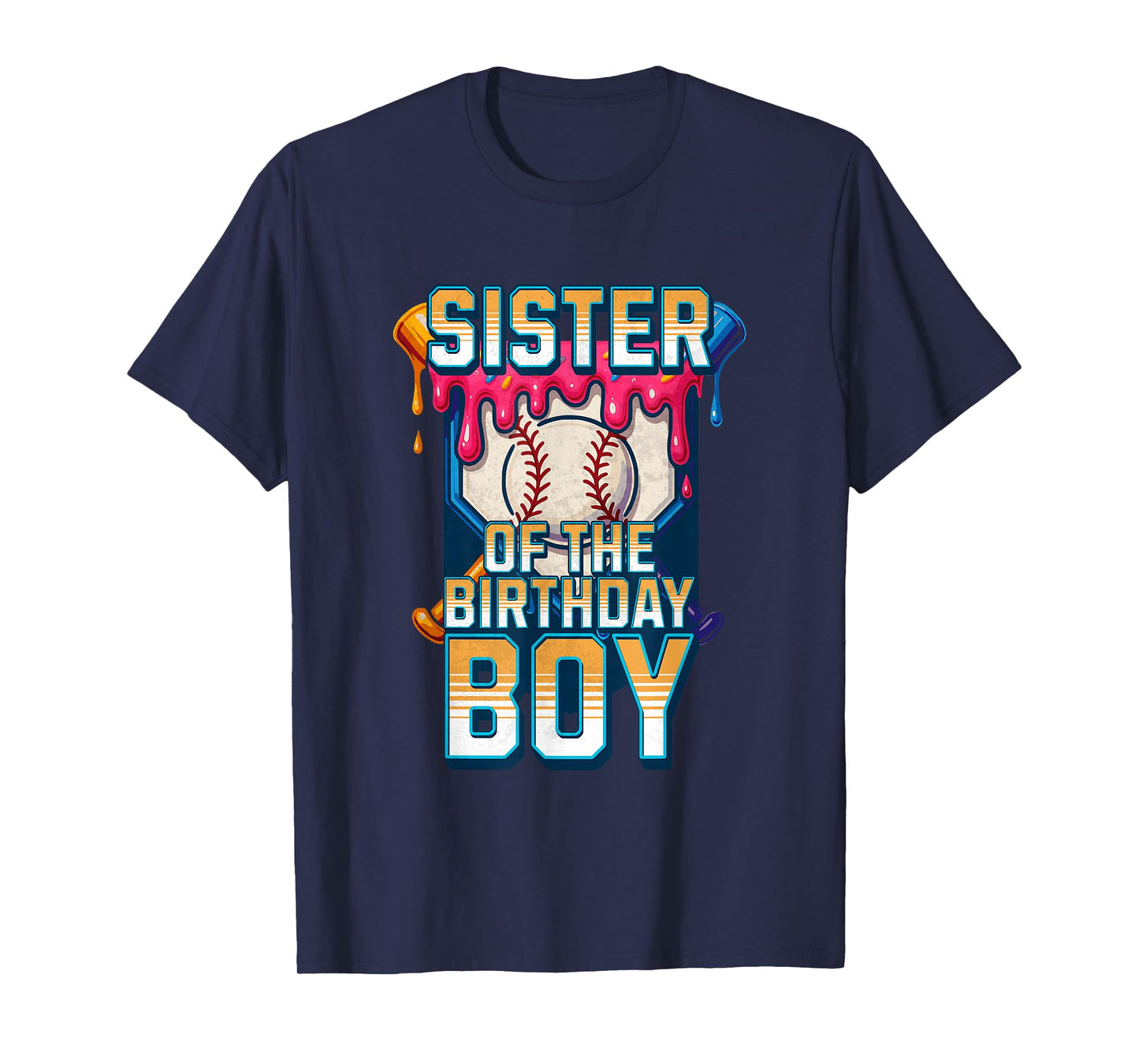 Sister Of The Birthday Boy Baseball Ice Cream Drip Matching T-Shirt