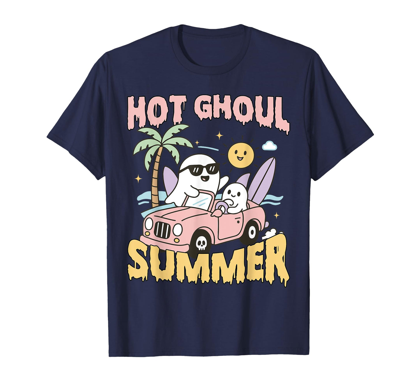 Hot Ghoul Summer, Ghost Spooky Beach, Summer Halloween Tees T-Shirt