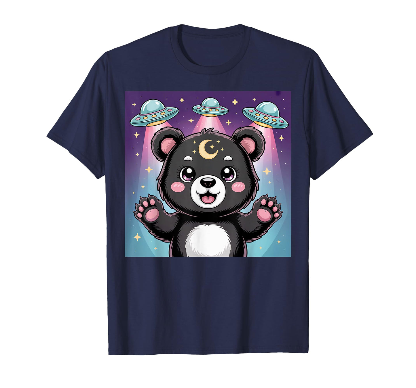 Bear Alien UFOs Aesthetic Kawaii Goth Girl Clothes Pink Goth T-Shirt