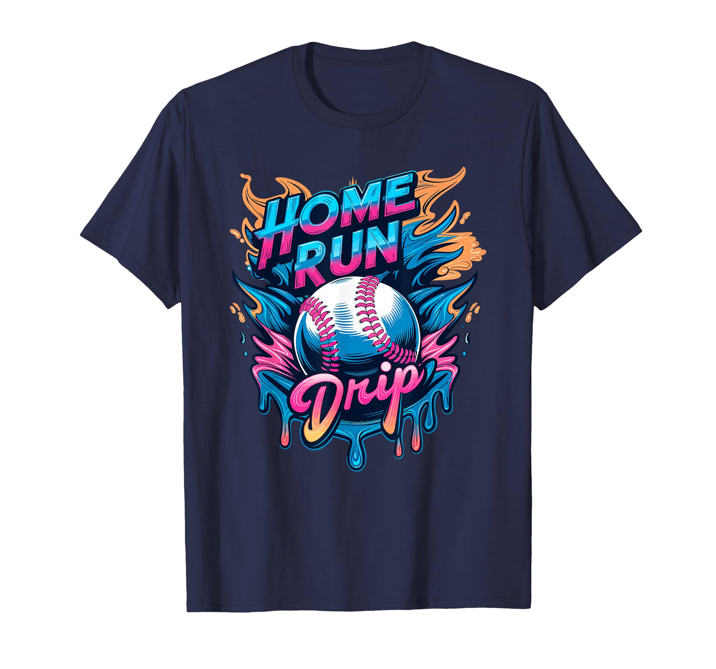 Baseball Home Run Drip Ice Cream Drip Youth Boys T-Shirt