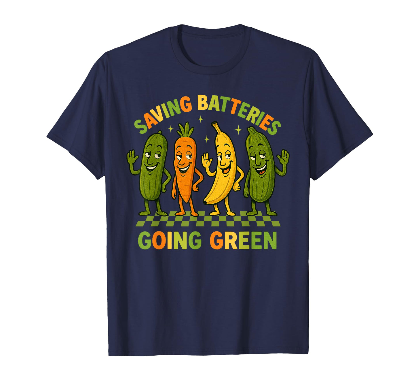 Saving Batteries Going Green Funny Vegetable Humor T-Shirt