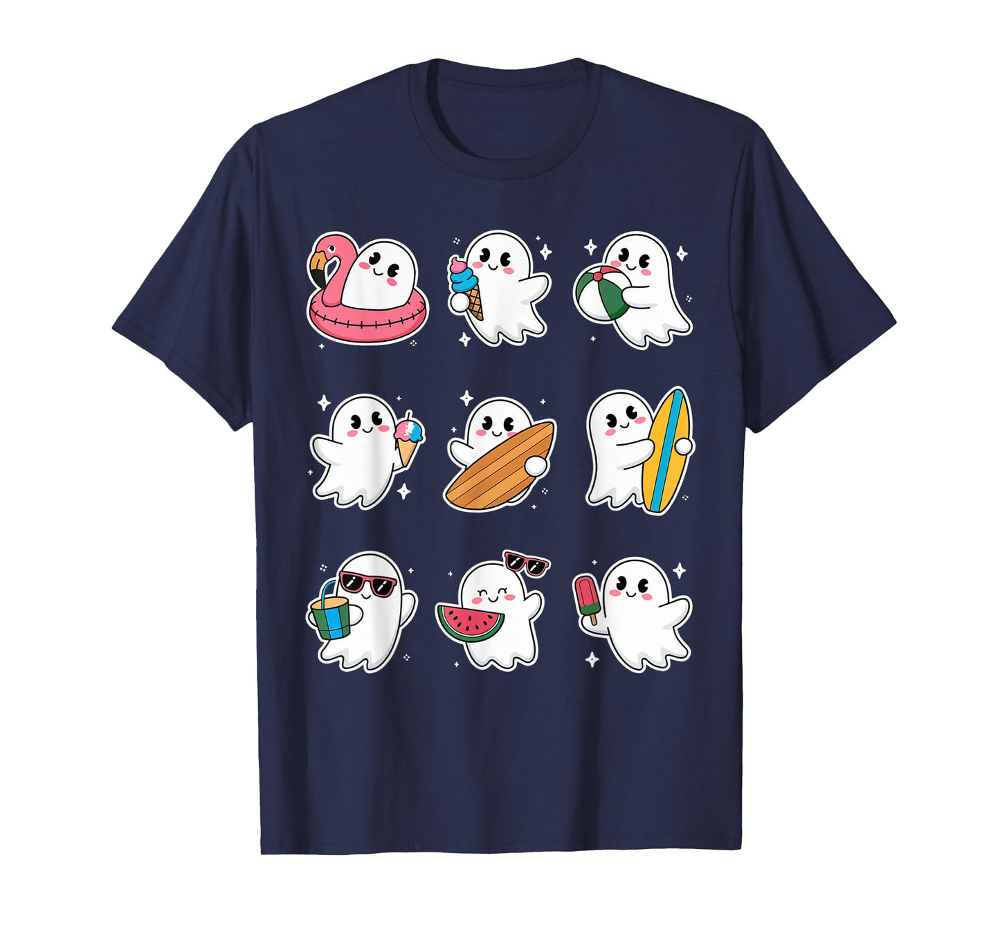 Happy Summerween Summer Halloween Ghost Women Boy Girl Kids T-Shirt