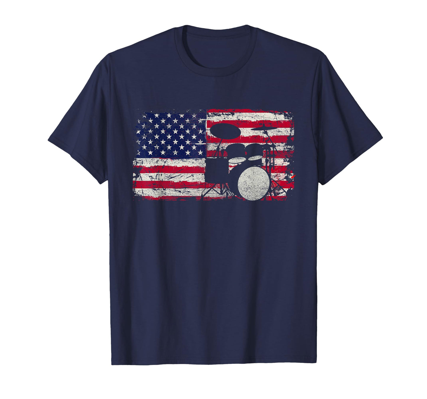Drum Sets - USA Flag Drummer Music Lover Drumming T-Shirt