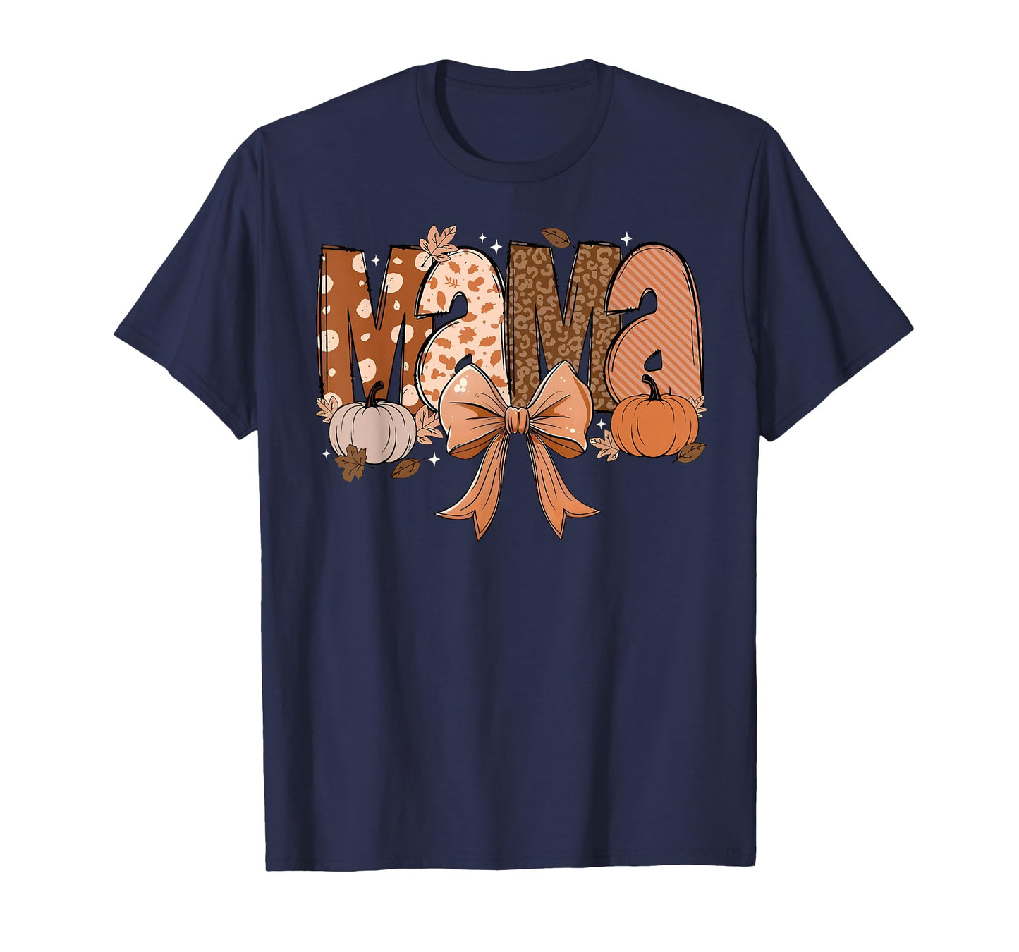 Mama Coquette Bow Pumpkin Autumn Fall Leaves Thanksgiving T-Shirt