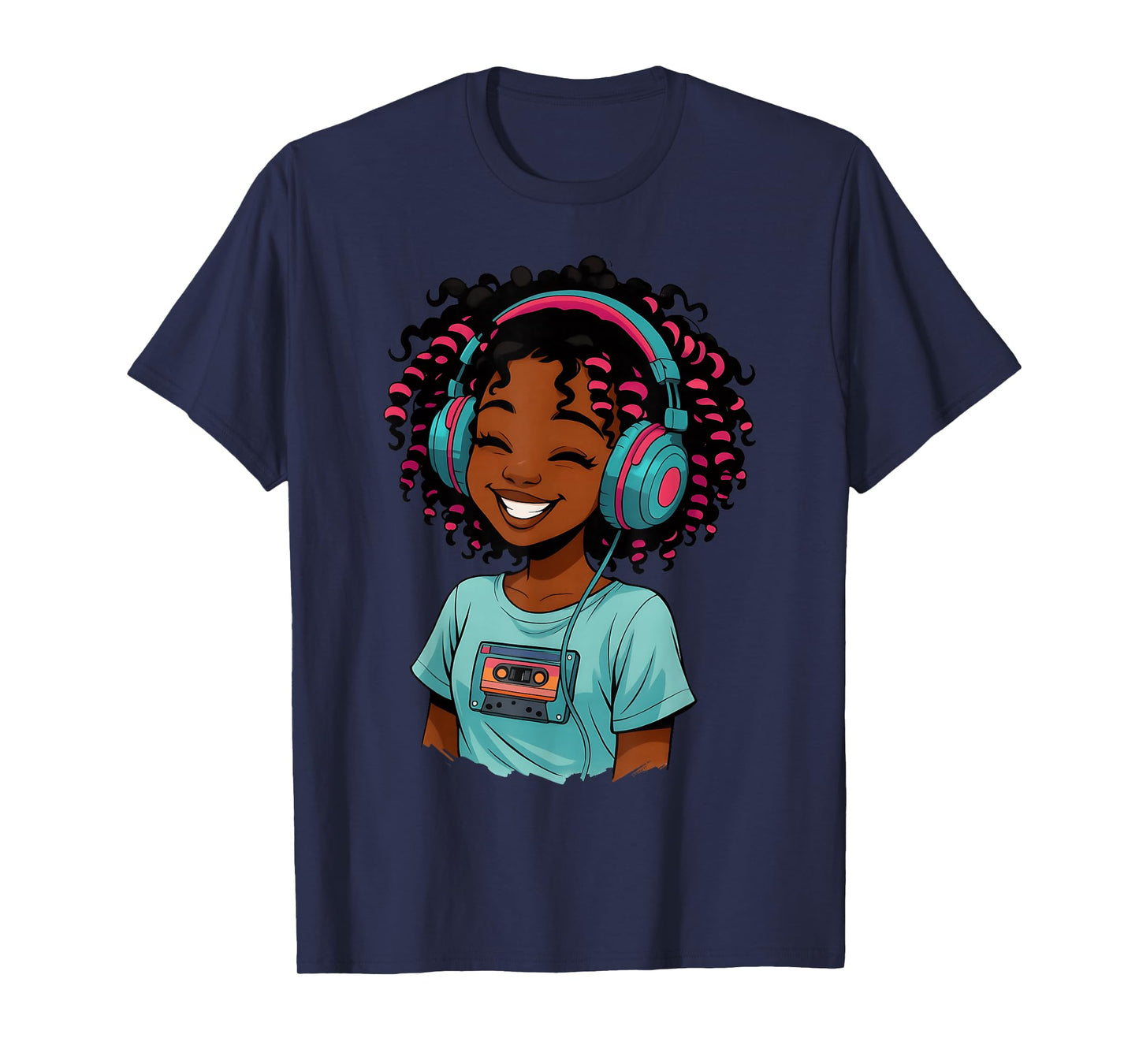 Anime and Music Afro Black Girl Women Anime African American T-Shirt