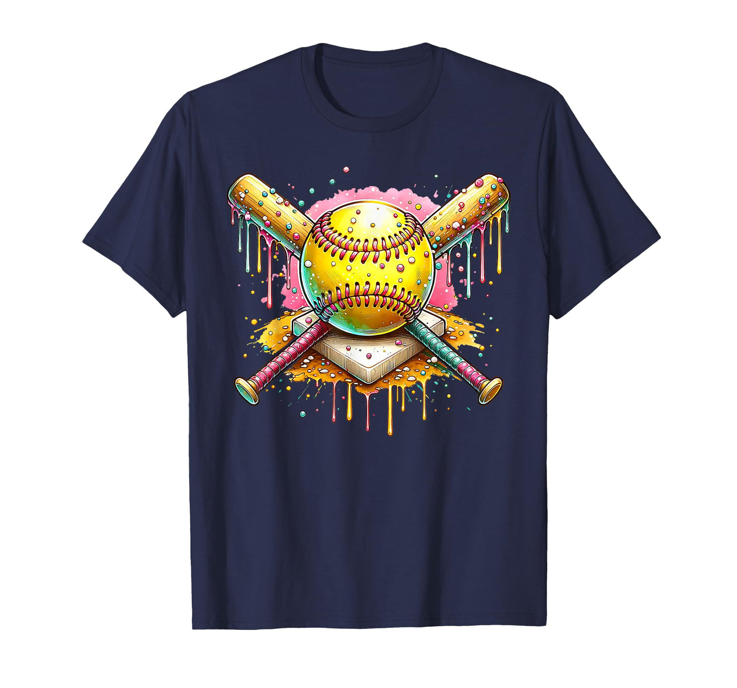 Softball Home plate Ice Cream Drip Sport Team Ice Cream Drip T-Shirt
