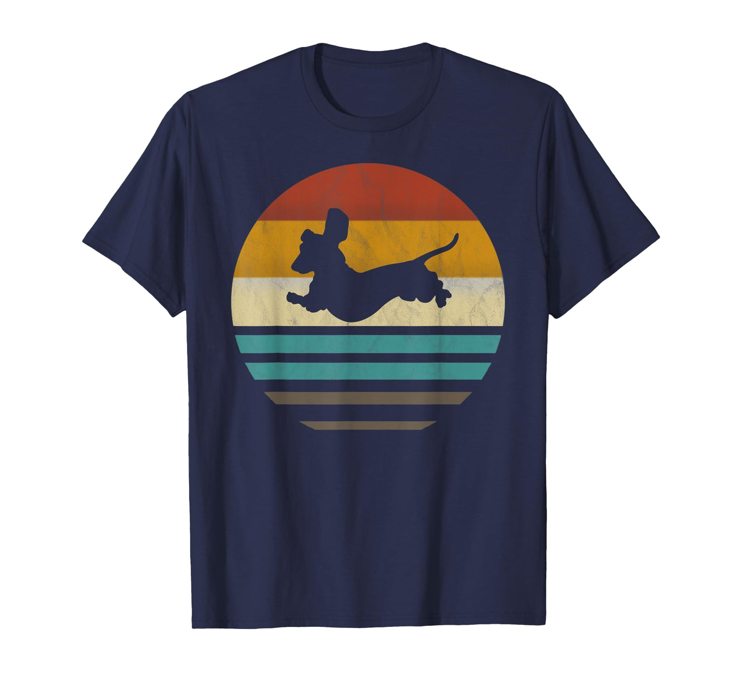 Dachshund Vintage Silhouette 60s 70s Retro Grunge Dog Lover T-Shirt for Men Women Girls Kids