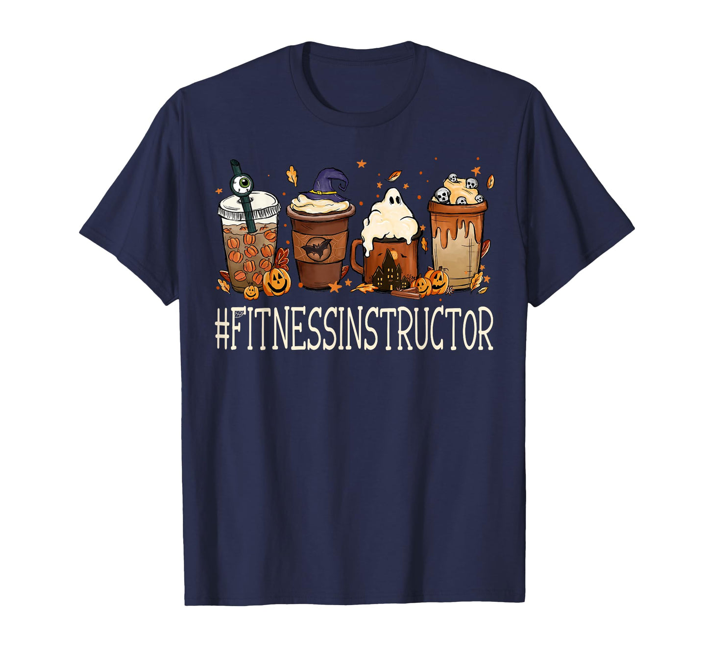 Fitness Instructor Horror Coffee Halloween Pumpkin Autumn T-Shirt