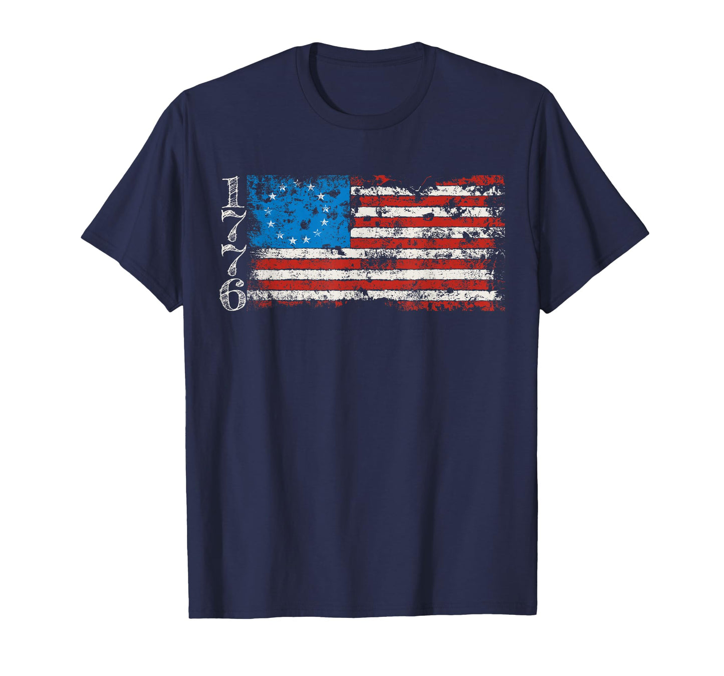Betsy Ross 1776 13 Stars Distressed USA Patriotic Flag T-Shirt