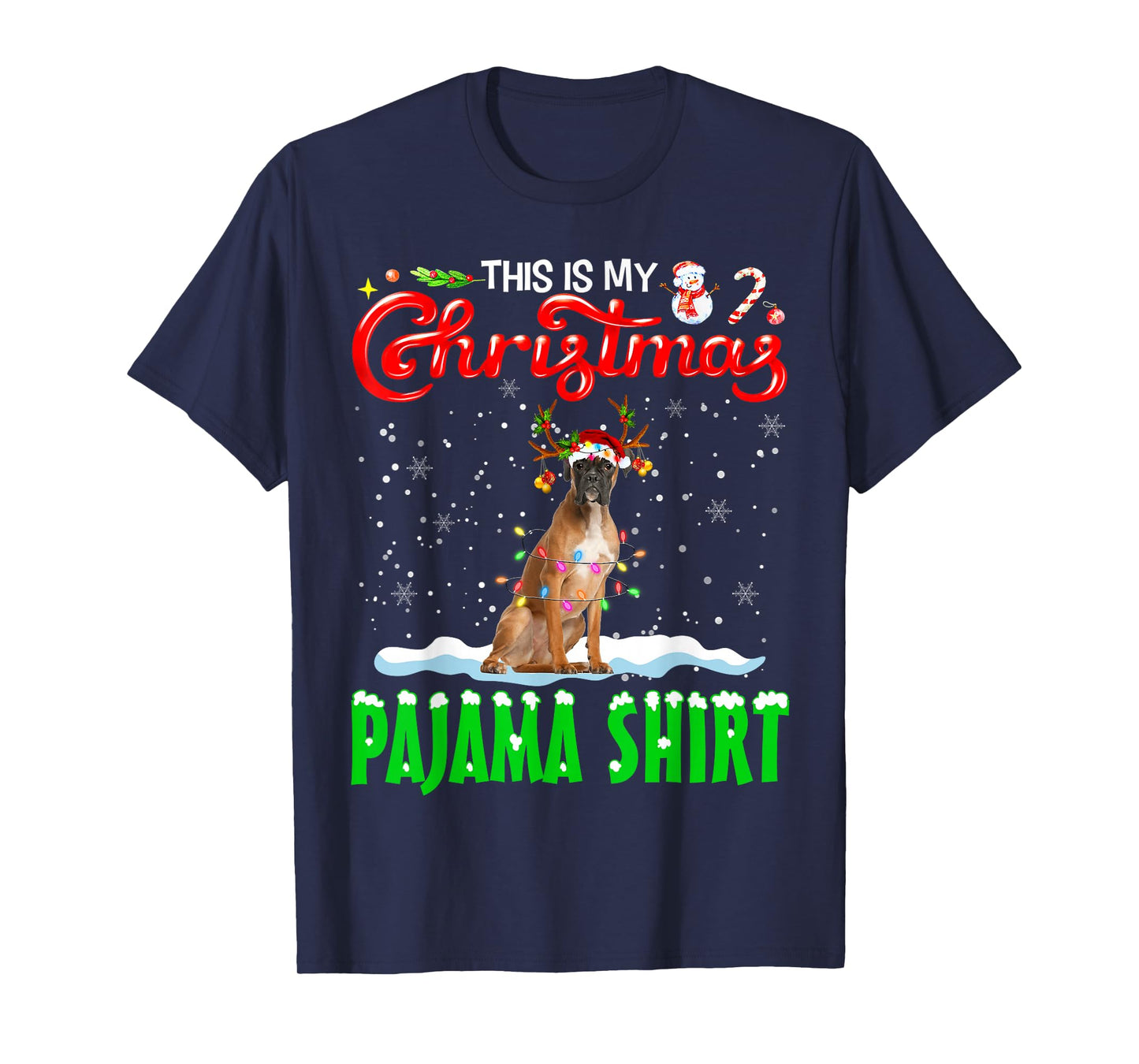 This Is My Christmas Pajama Shirt Boxer Christmas Dog T-Shirt