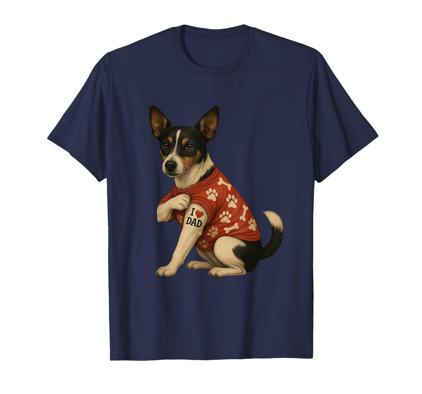 Funny I Love Dad Tattoo Rat Terrier Dad T-Shirt
