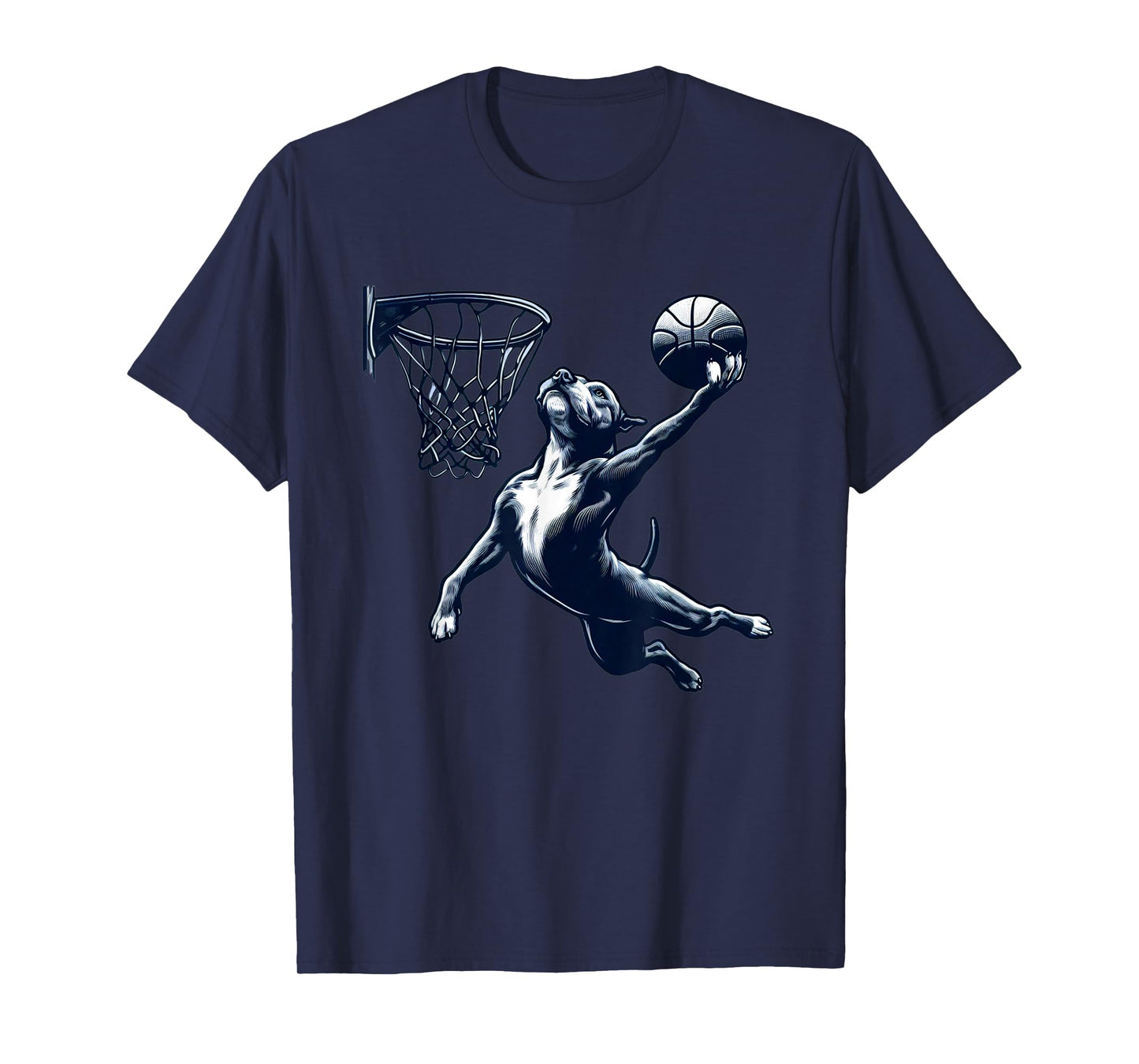 Pitbull Dunking Basketball Dog Playing Basketball Sports T-Shirt