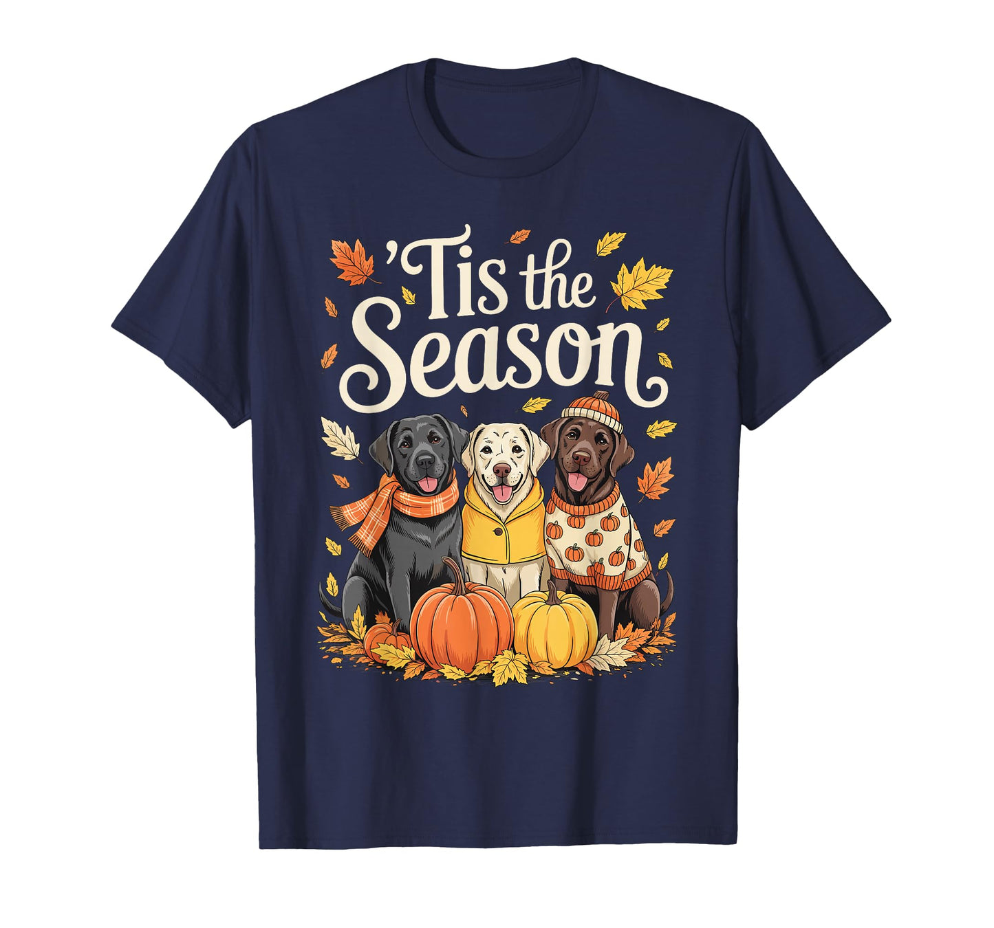Tis The Season Labrador Retriever Fall Autumn Pumpkin Dog T-Shirt