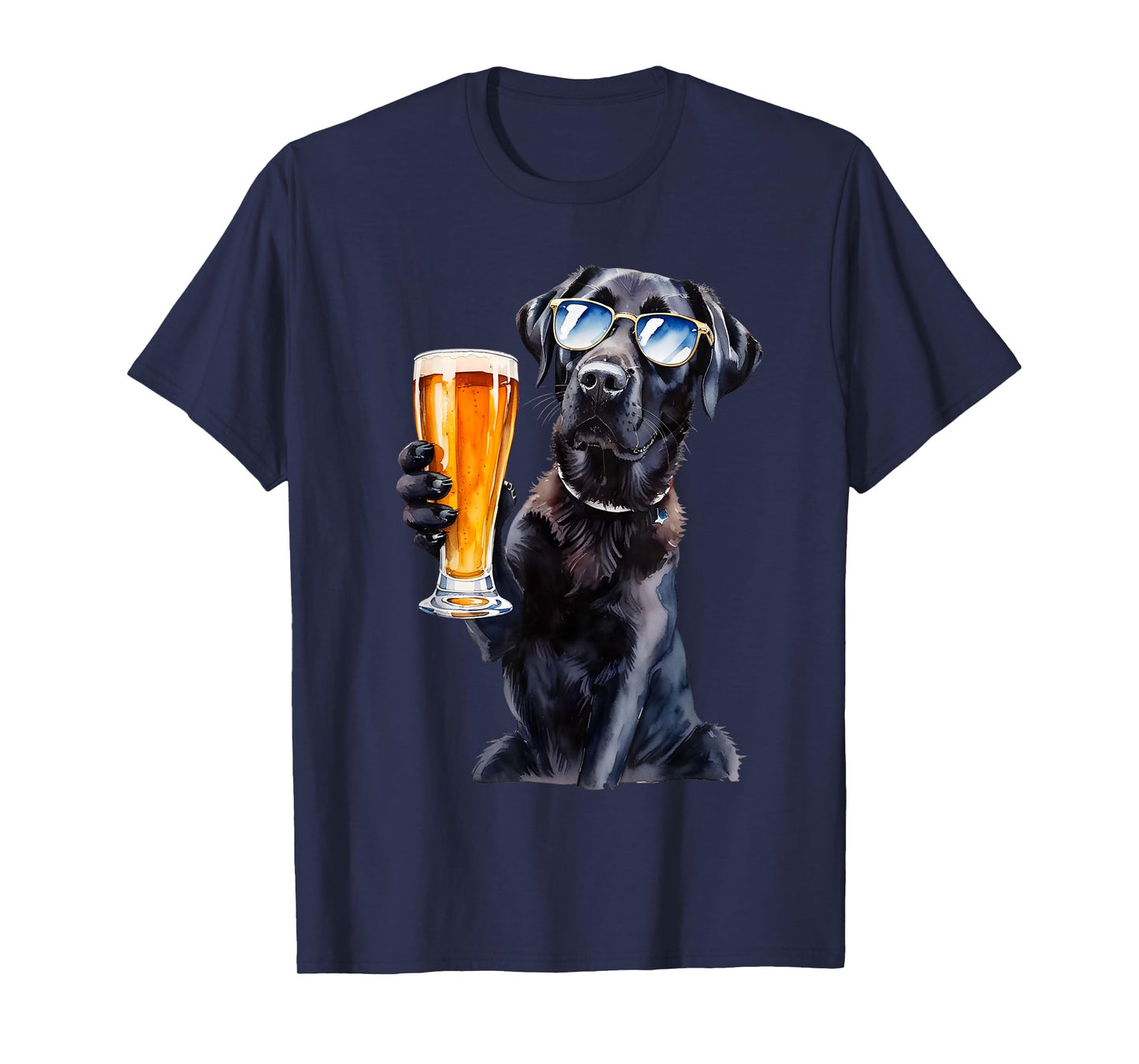Funny Labrador for Men drinking beer cool sunglasses Lab Dad T-Shirt