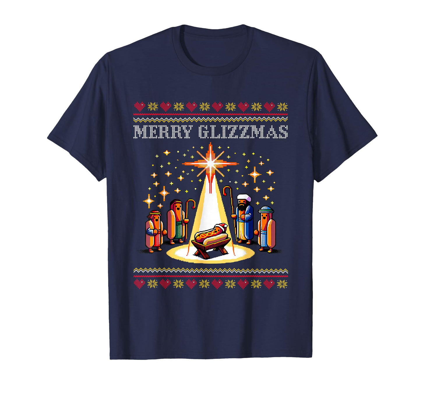 Merry Glizzmas Tacky Funny Merry Christmas Hot Dogs Xmas T-Shirt