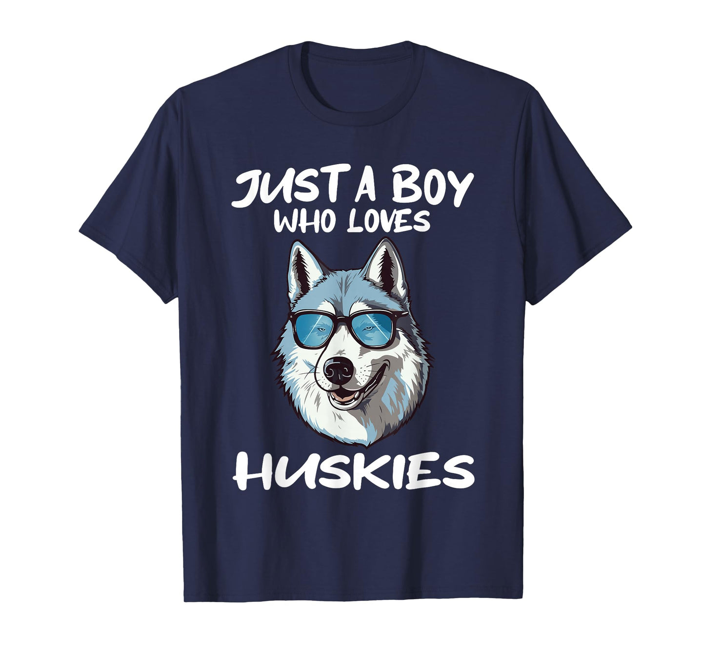 Just A Boy Who Loves Huskies Dog Animal Gift T-Shirt