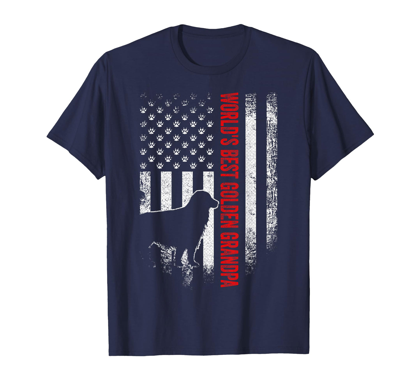 Vintage American Flag World's Best Golden Retriever Grandpa Women Men T-Shirt