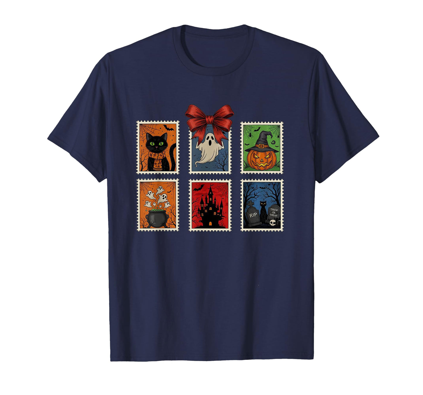 Halloween Stamp,Spooky Mail Art Tee,Vintage Ghost Funny T-Shirt