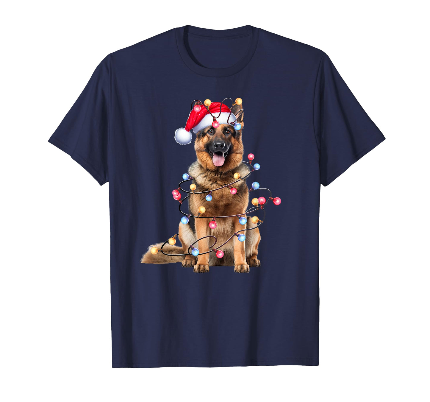 German Shepherd Dog Christmas Lights Xmas T-Shirt