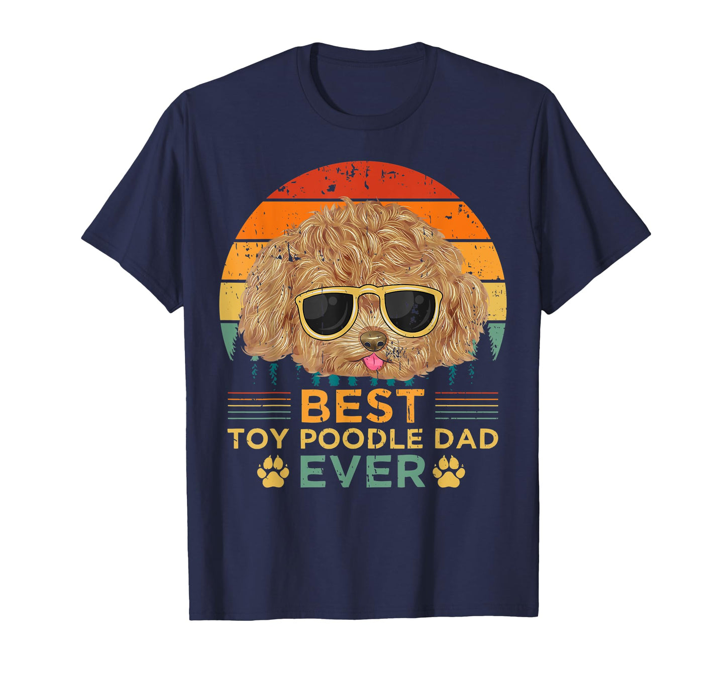 Mens Retro Vintage Sunset Best Toy Poodle Dad Father's Day T-Shirt