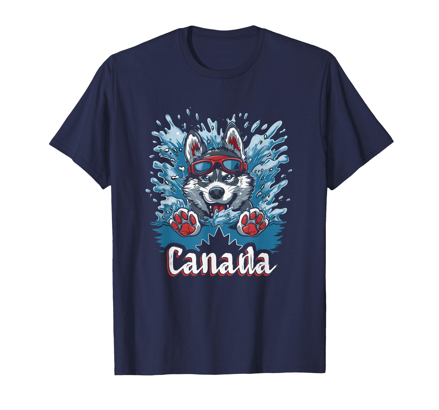 Canada Husky Dog Swimming Art - Canadian Souvenir T-Shirt