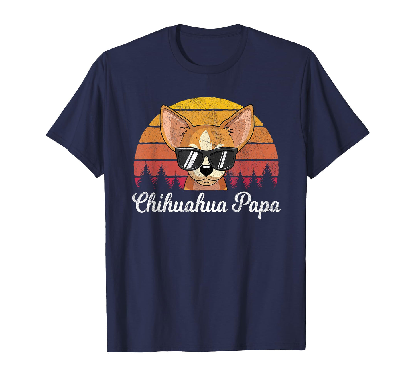 Retro Vintage Chihuahua Papa Funny Fathers Day T-Shirt