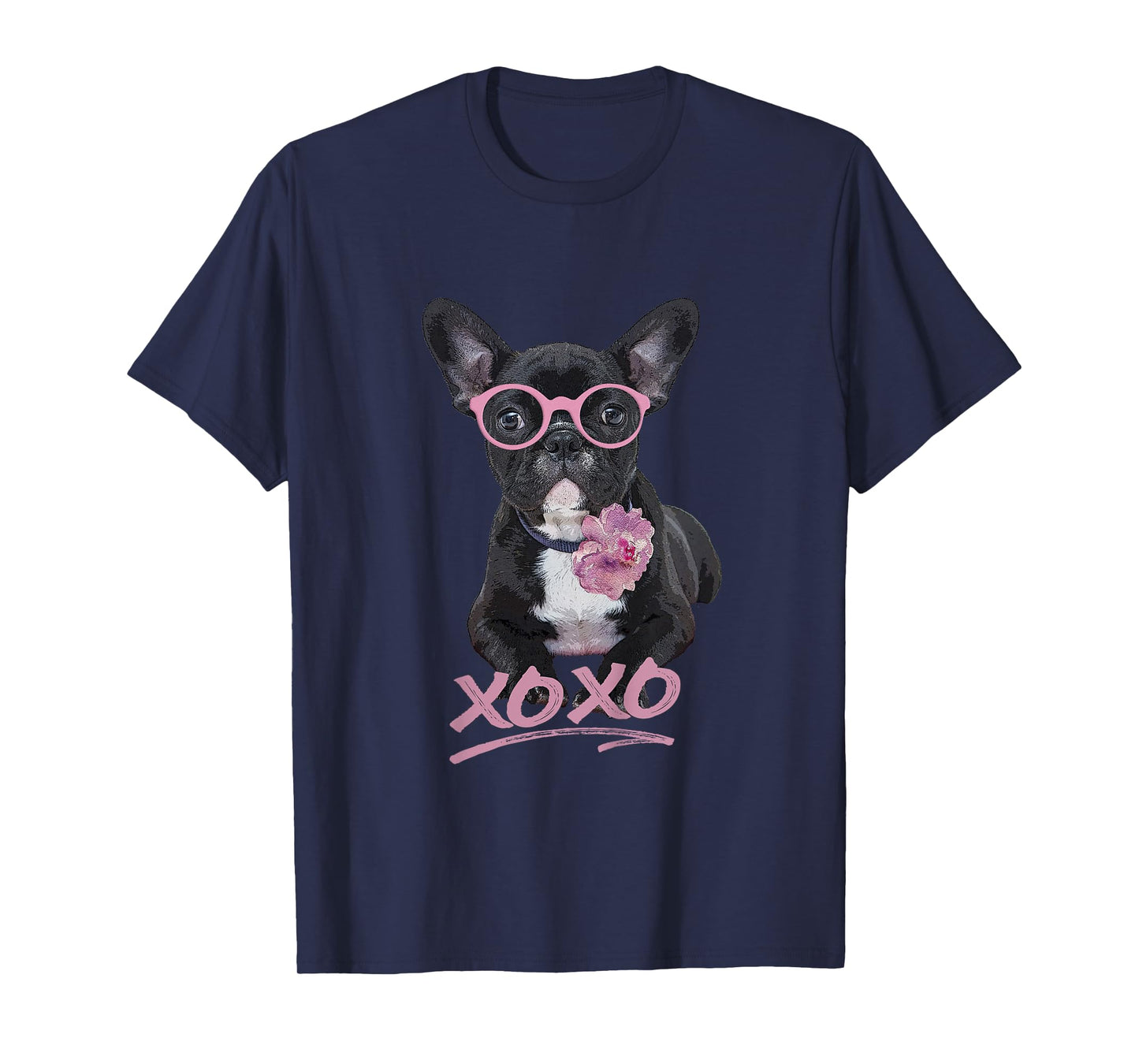 French Bulldog T-Shirt for Toddlers & Kids, Peony Glasses XO T-Shirt