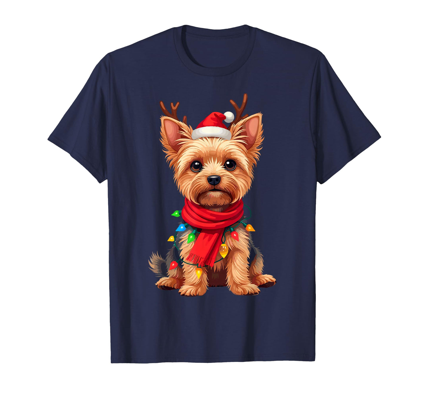 Yorkshire Terrier Santa Reindeer Christmas Yorkie Dog Lover T-Shirt
