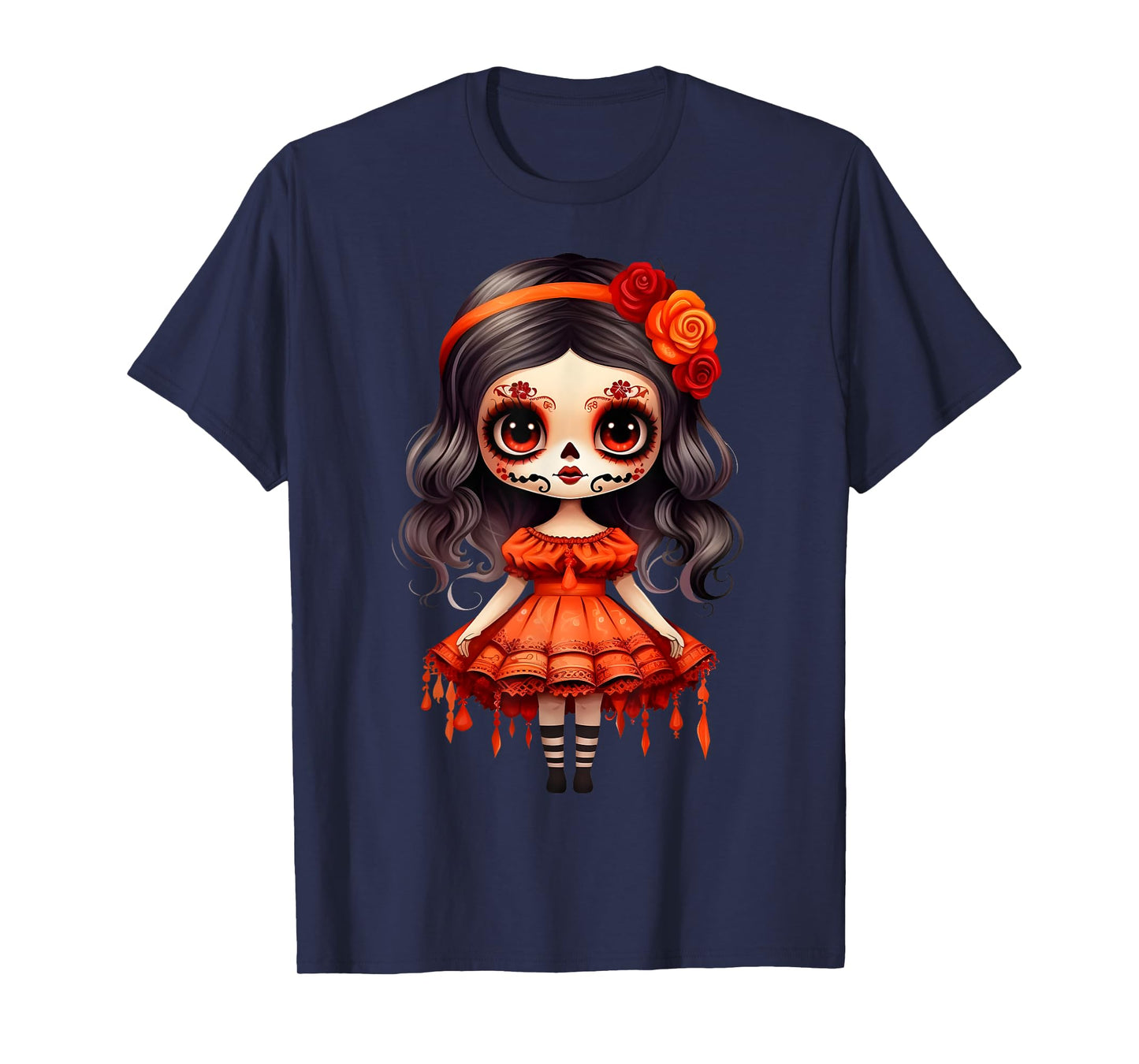Dia De Los Muertos La Catrina Cute Skeleton Mexican Girl Kid T-Shirt