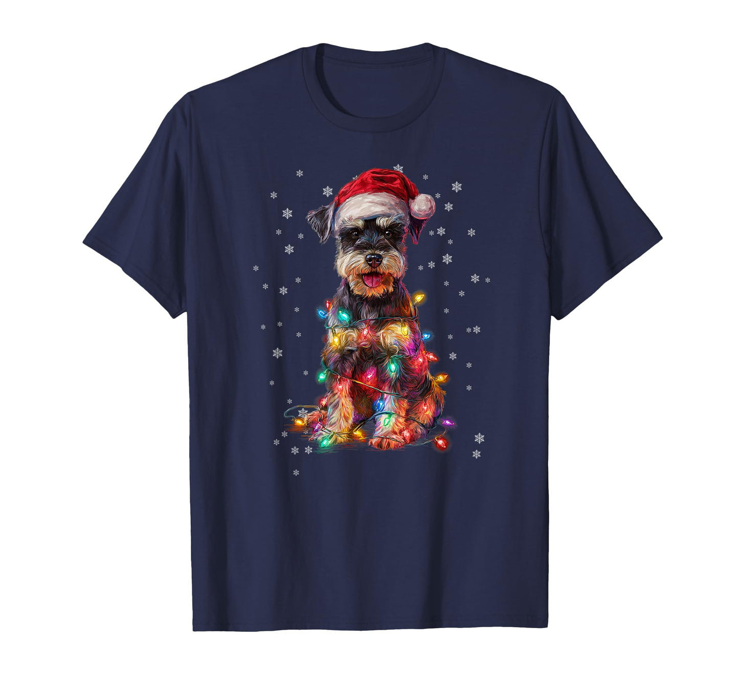 Christmas Dog Schnauzer Santa Xmas Women Men Kids T-Shirt