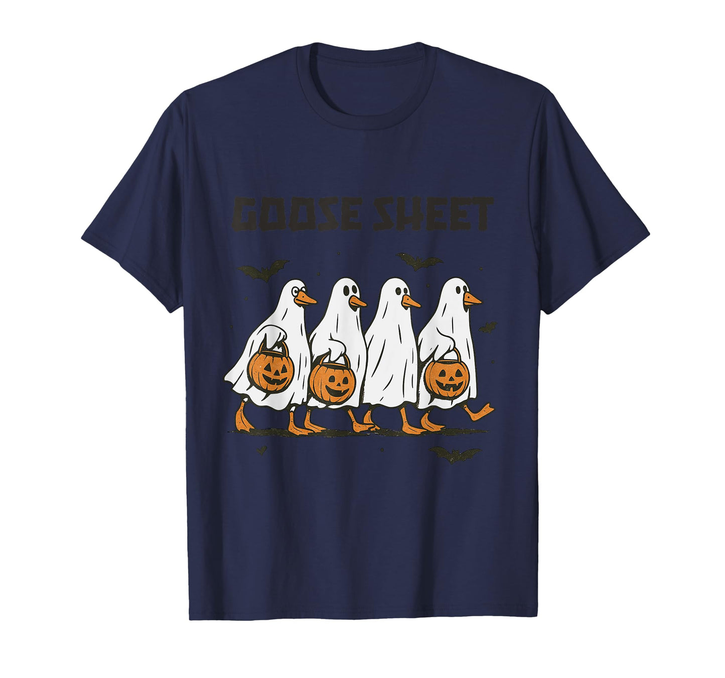 Halloween Fall Goose Sheet Ghost Floral Autumn Spooky Season T-Shirt