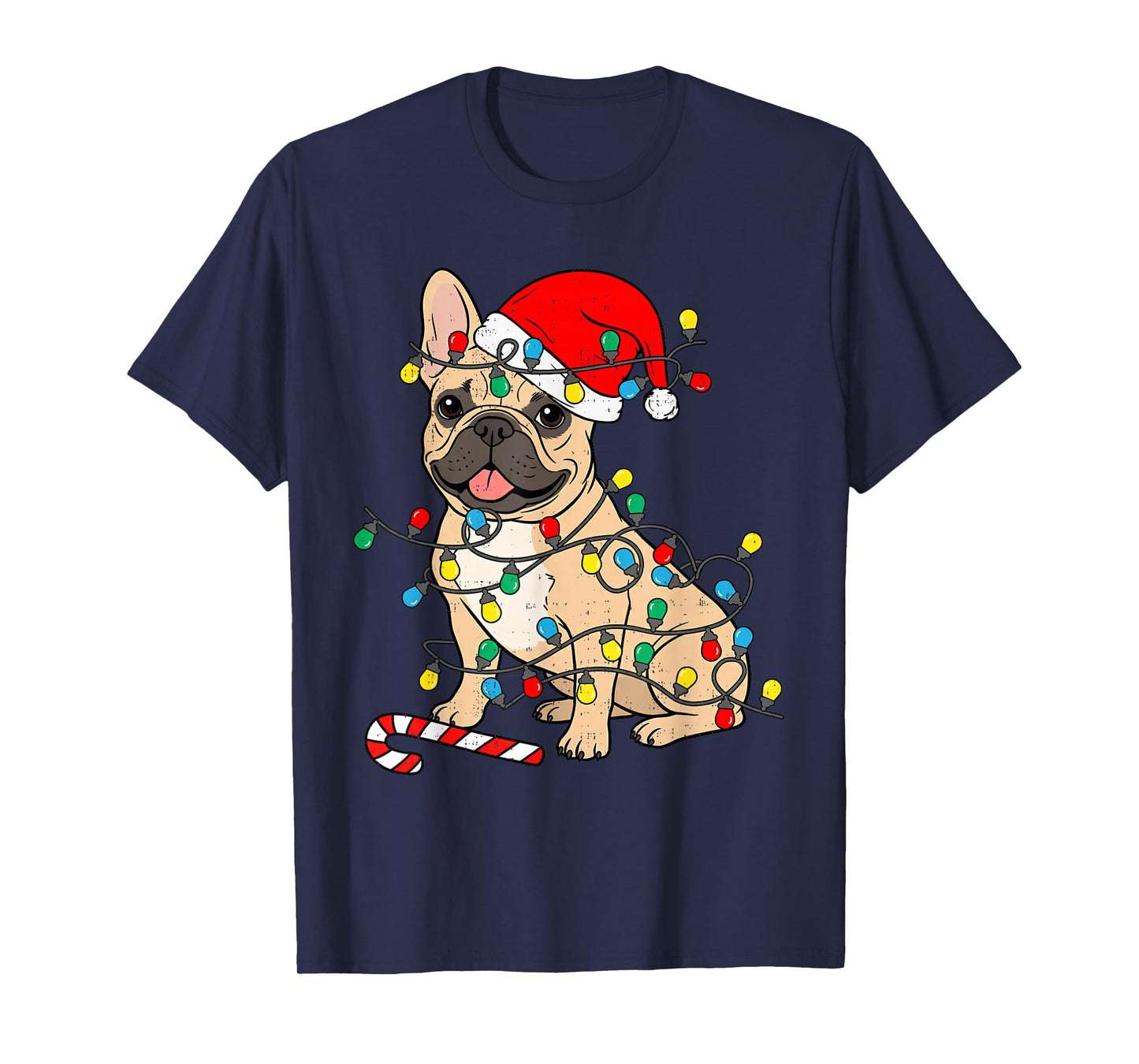 French Bulldog Dog Christmas Lights Santa Xmas Pet Dog Lover T-Shirt