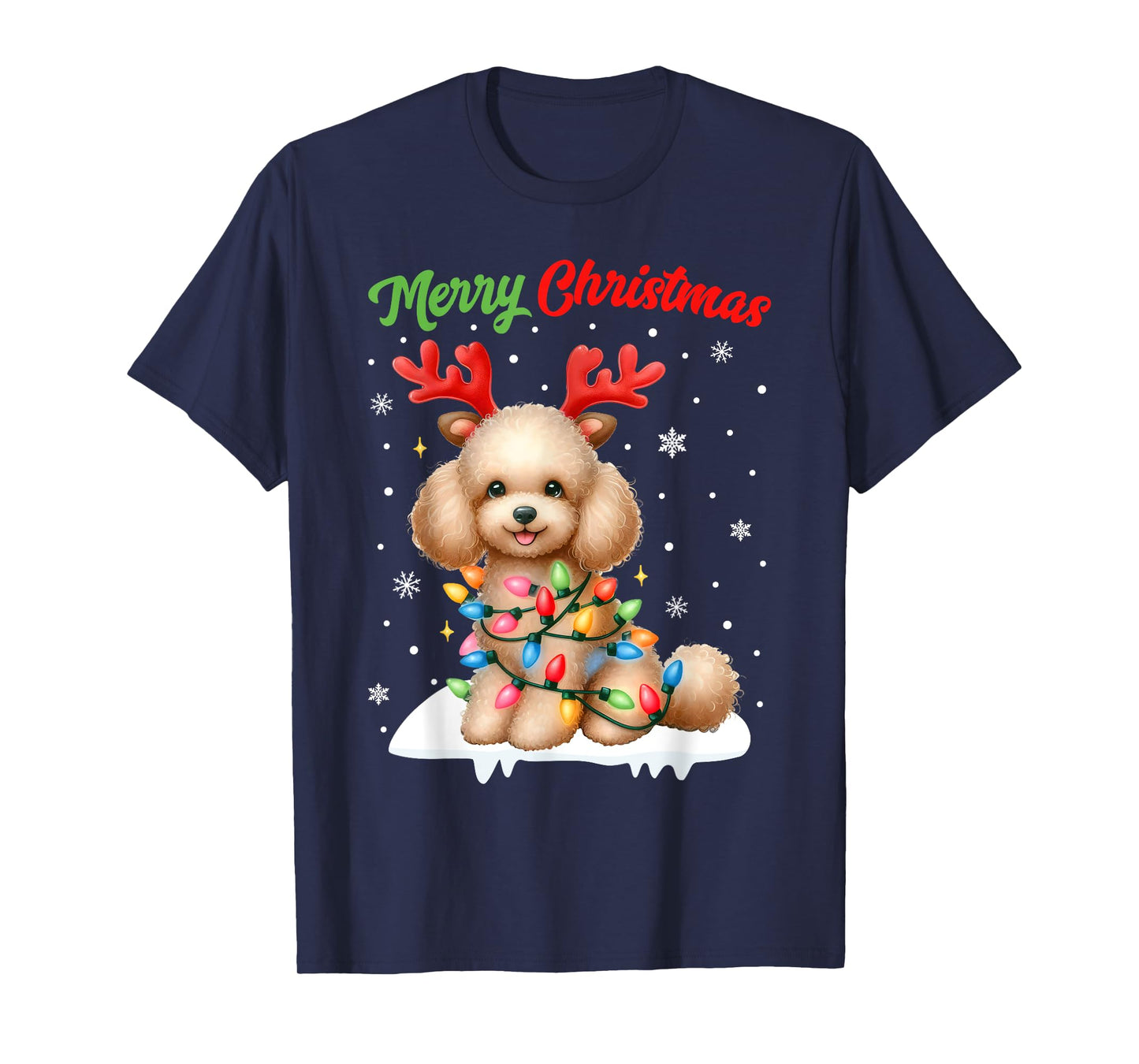Christmas Pajamas Men Women Kids Christmas Poodle Dog T-Shirt