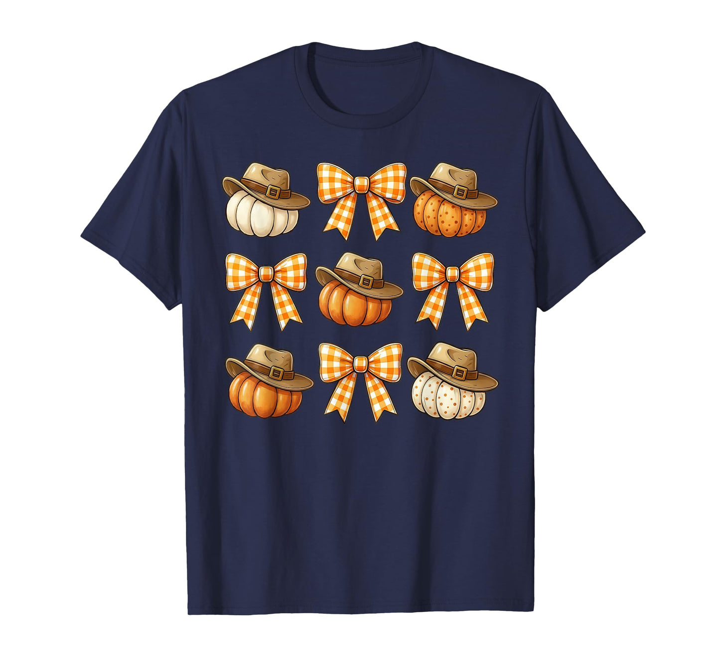 Coquette Bow Pumpkin Season Thanksgiving Autumn Fall Leaves T-Shirt
