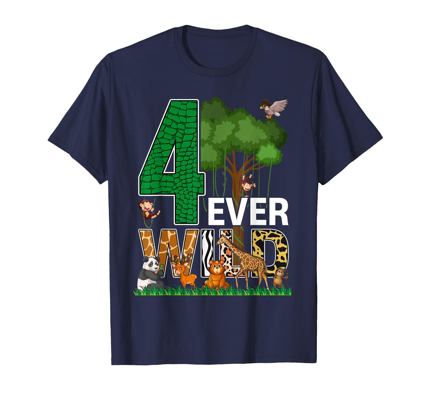 4 Ever Wild Birthday Decorations Boy Zoo 4th Birthday Party T-Shirt
