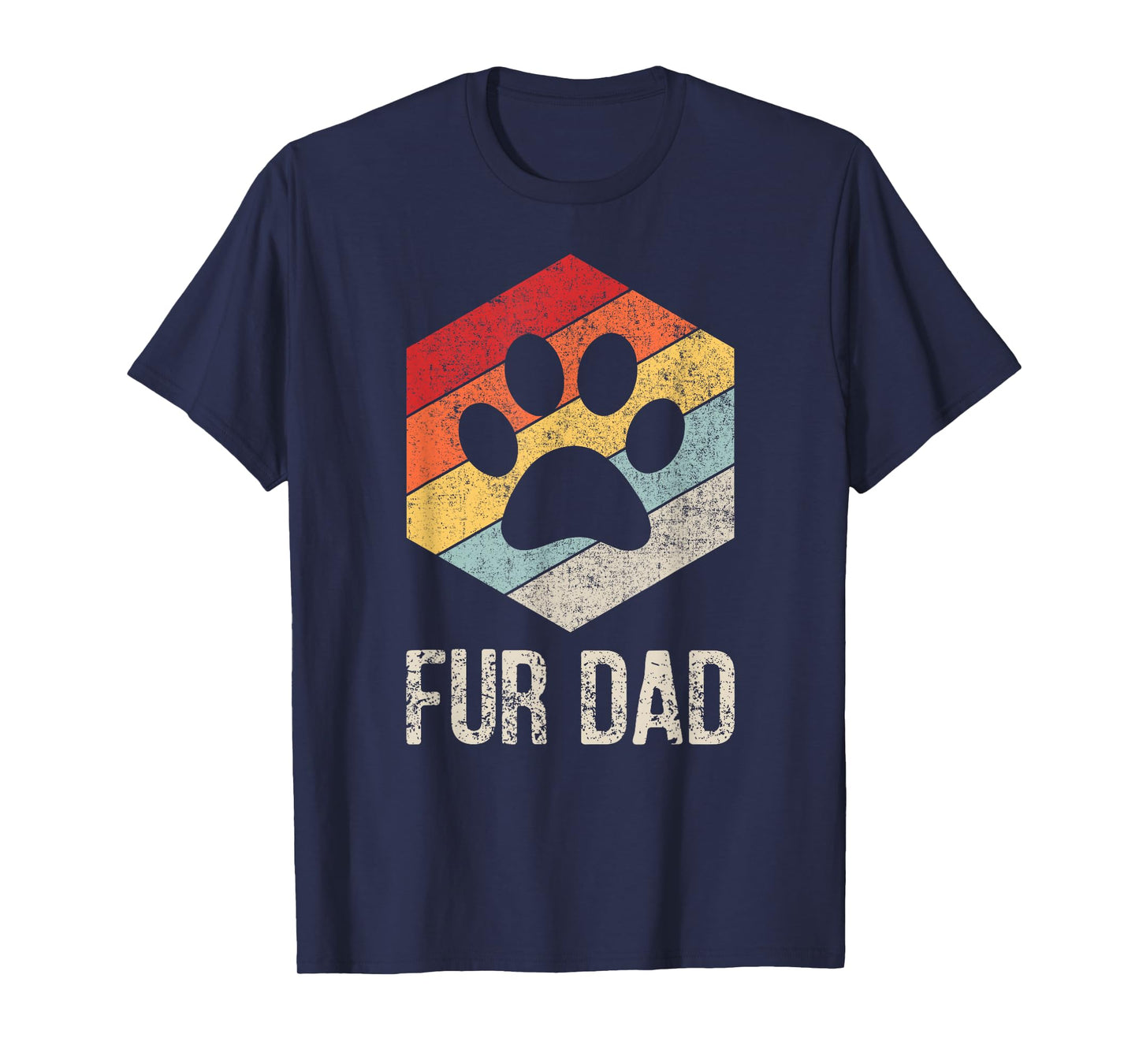 Funny Fur Dad Vintage Retro Dog and Cat Owner T-Shirt
