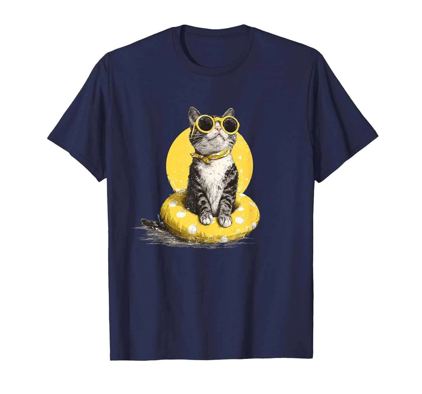Sunglasses Kitty in Pool Ring for Holiday Season T-Shirt