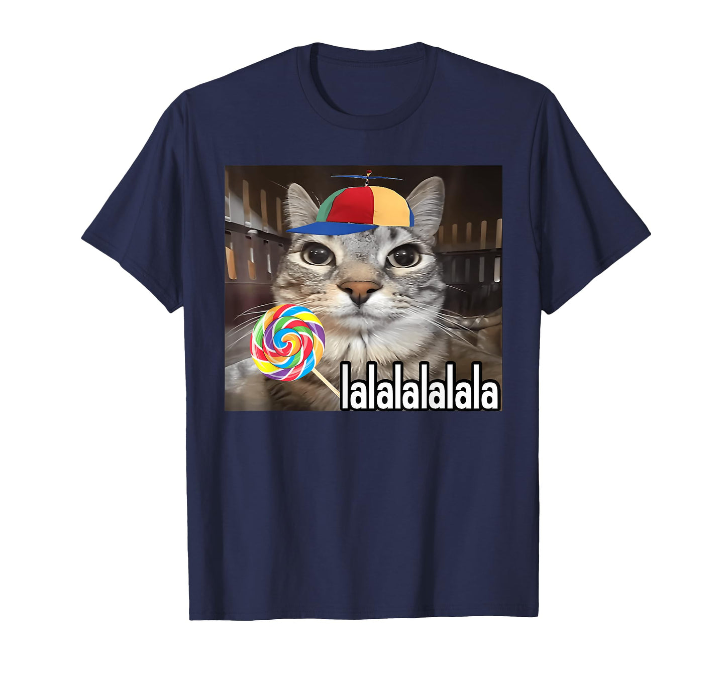Silly Cat With Lollipop Meme T-Shirt for Men Women