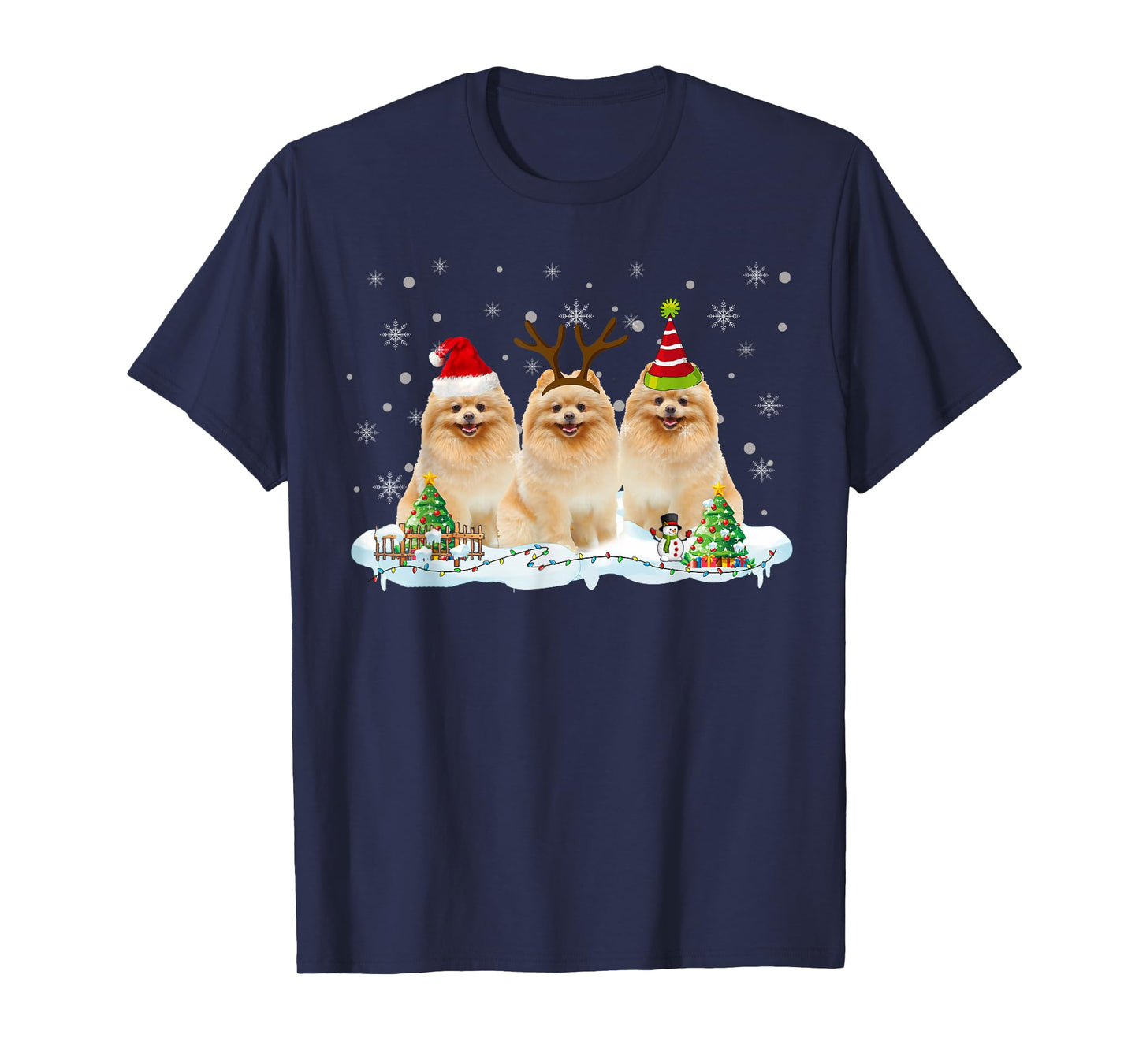 Funny Christmas Pomeranian Santa Reindeer Pomeranian Lover T-Shirt