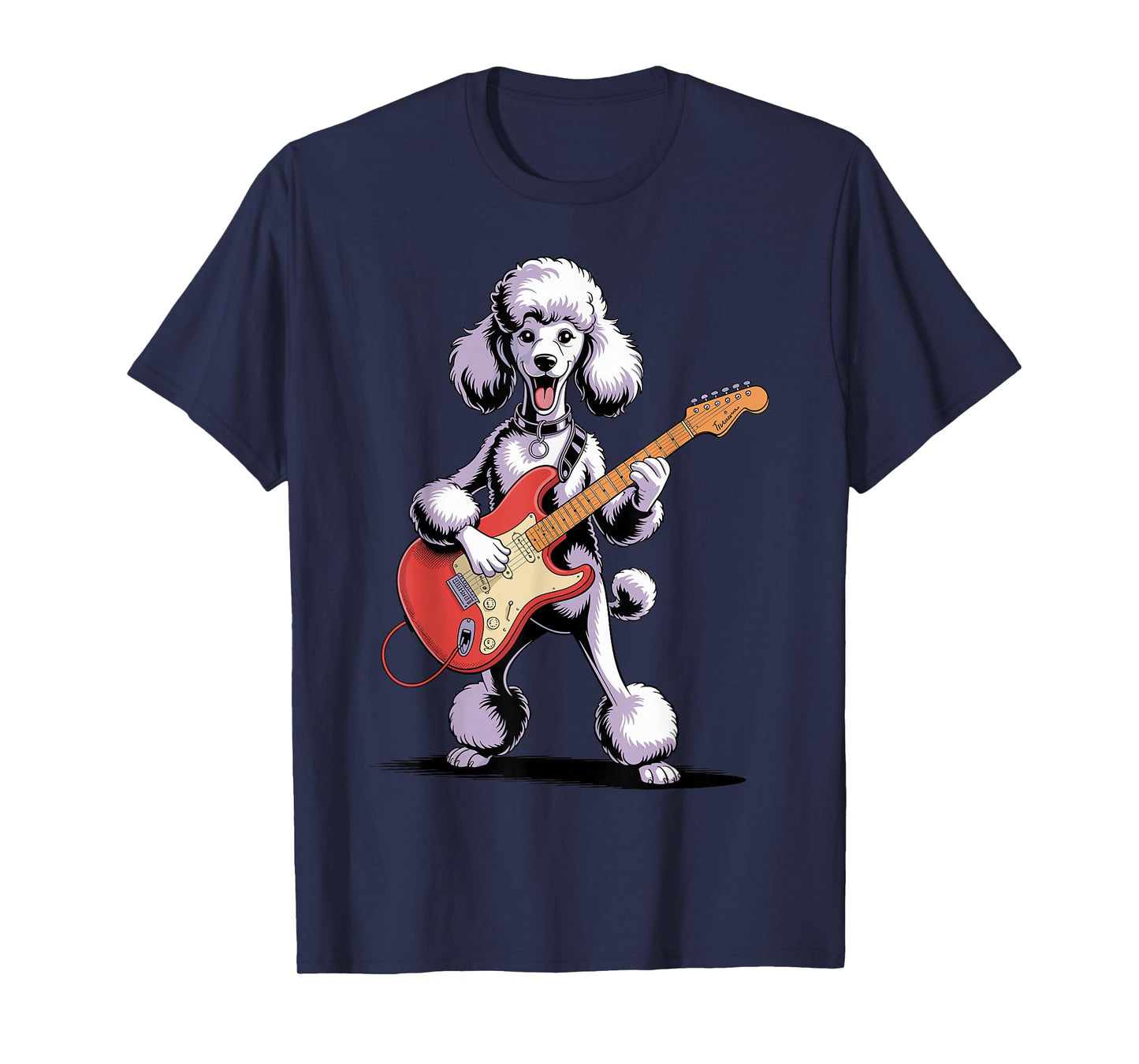Funny Poodle Dog Playing Guitar Cool Dog Music Rock Lover T-Shirt