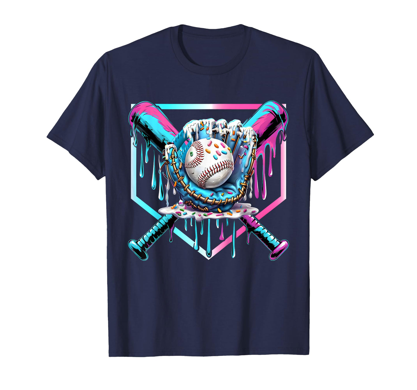 Baseball Home Plate Dripping Ice Cream Drip Youth Boys T-Shirt