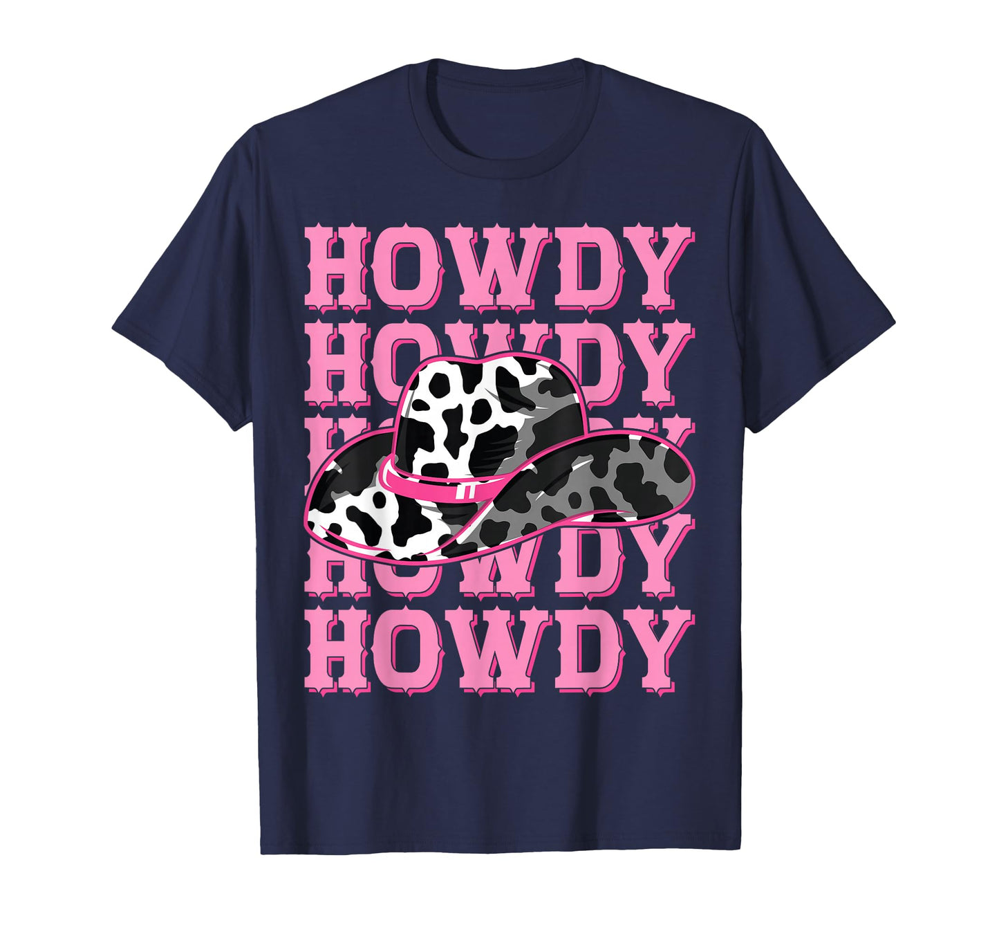 HOWDY - Country Southern Western Pink Texas Cow pattern T-Shirt