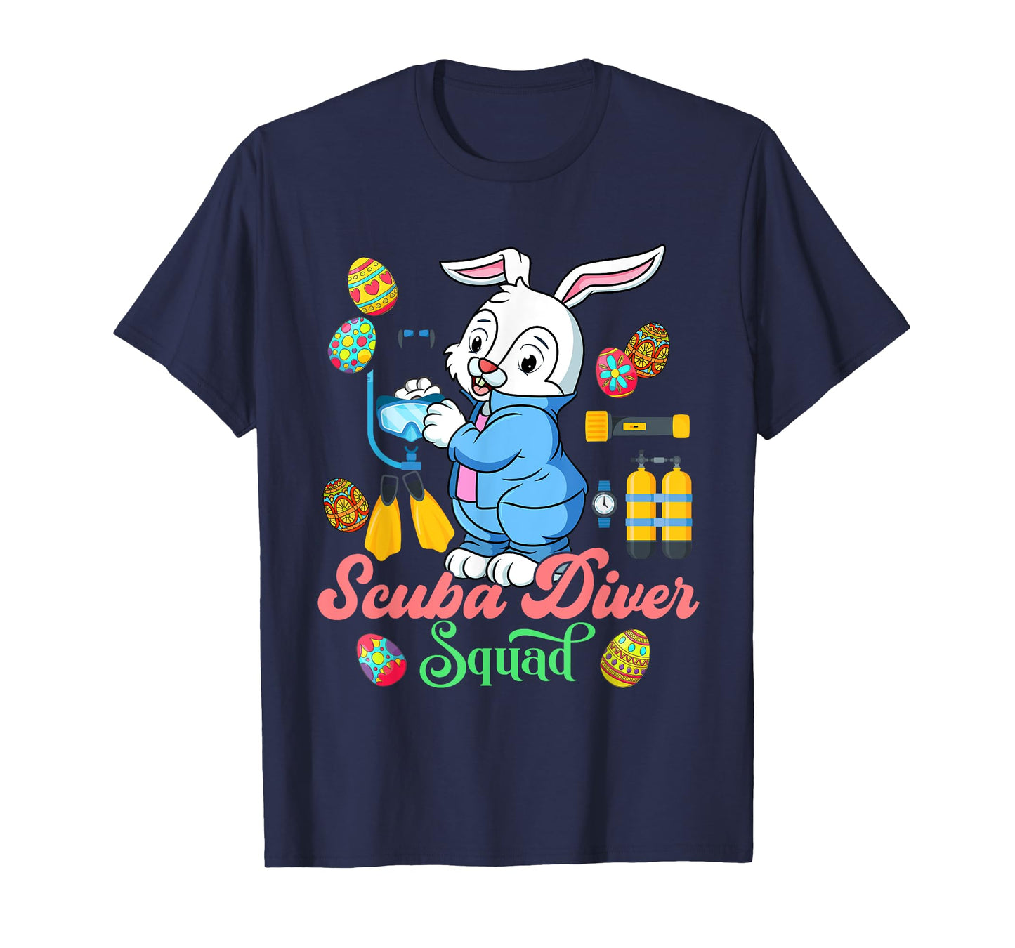 Scuba Diver Squad Funny Easter Bunny Chocolate Eggs T-Shirt