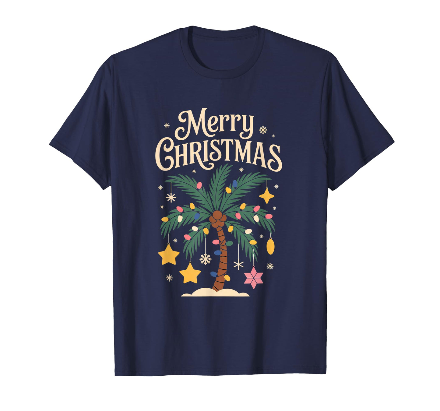 Christmas Palm Tree Lights Tropical Holiday Island T-Shirt