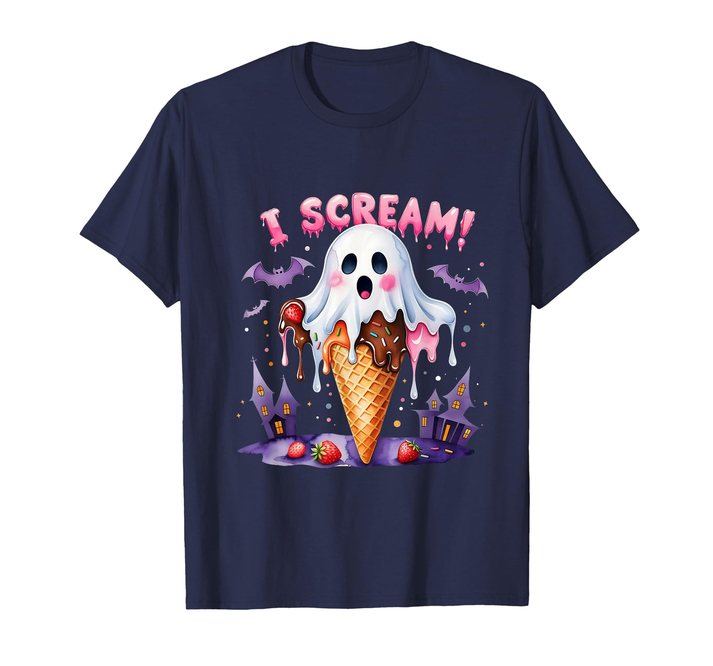 I Scream Ghost Ice Cream Halloween Cute Funny Art T-Shirt
