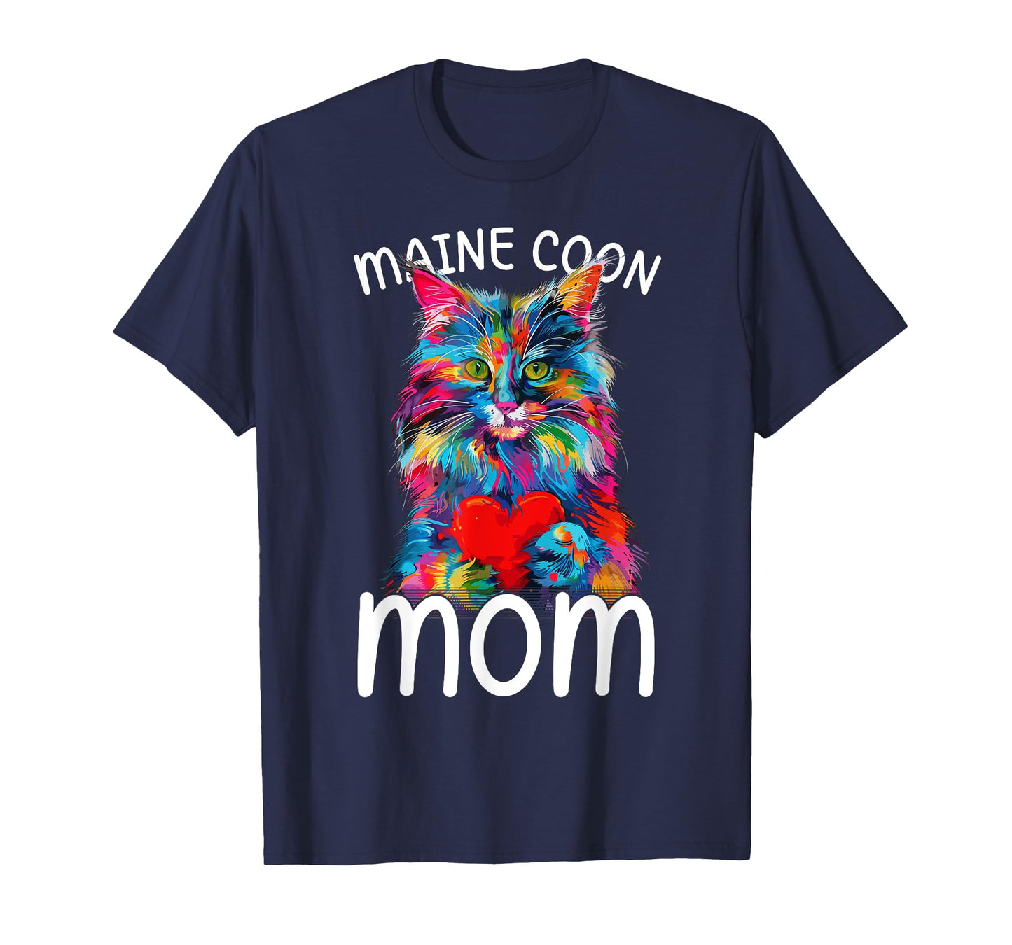 Maine Coon Cat Lovers Heart Design Womens Maine Coon Cat Mom T-Shirt